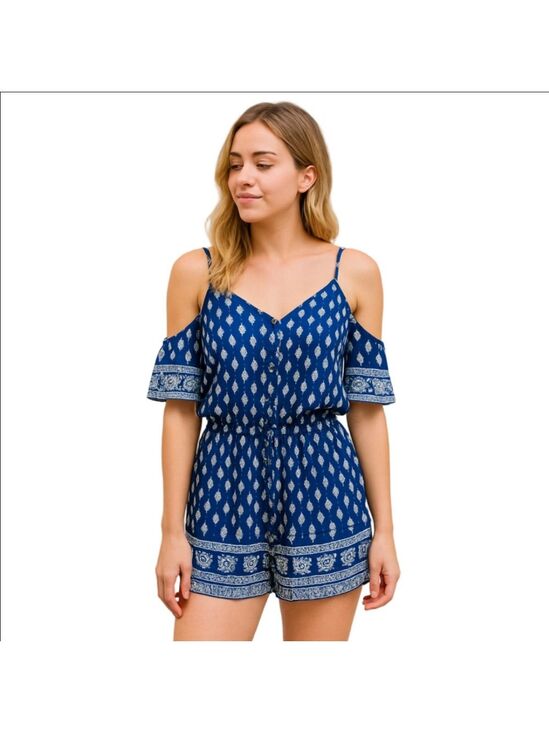 Spiaggia Dolce Pants - Spiaggia Dolce Blue Floral Romper Small